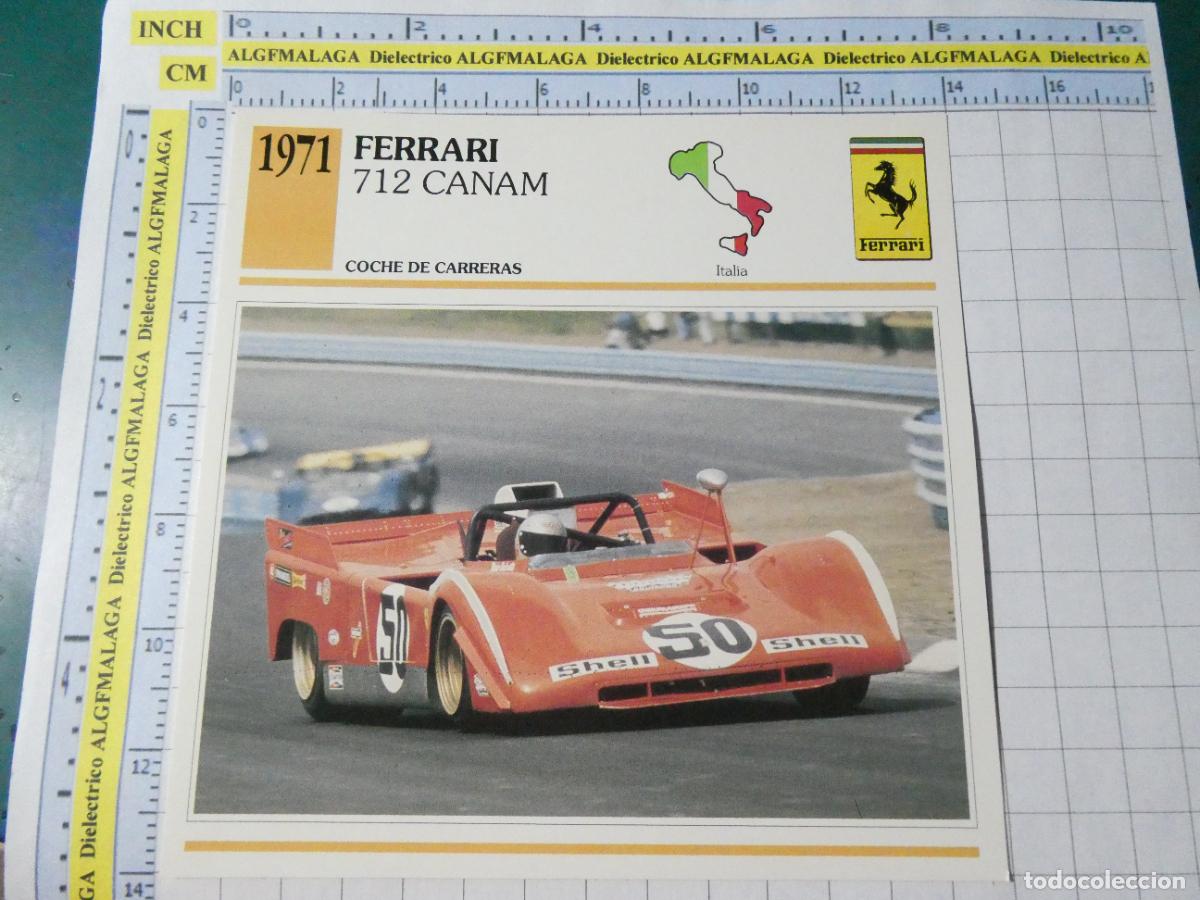 Coches y motocicletas: TARJETA FICHA T&Eacute;CNICA COCHES COLECCI&Oacute;N PLANETA AGOSTINI ITALIA 1971 FERRARI 712 CANAM 1371