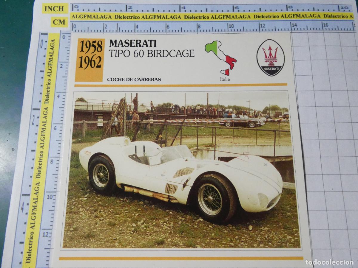 Coches y motocicletas: TARJETA FICHA T&Eacute;CNICA COCHES COLECCI&Oacute;N PLANETA AGOSTINI ITALIA 1958 MASERATI TIPO 60 1380