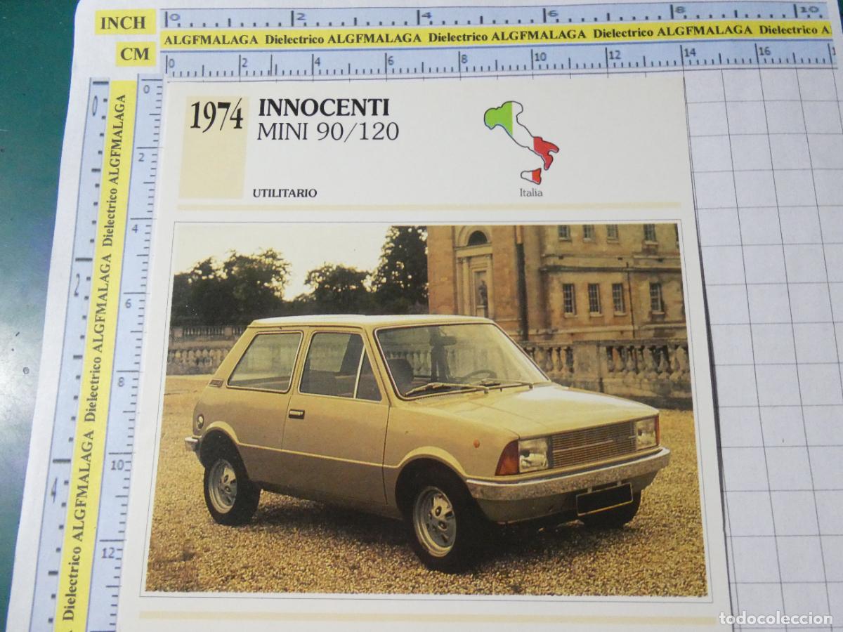 Coches y motocicletas: TARJETA FICHA T&Eacute;CNICA COCHES COLECCI&Oacute;N PLANETA AGOSTINI ITALIA 1974 INNOCENTI MINI 90 / 120 1386