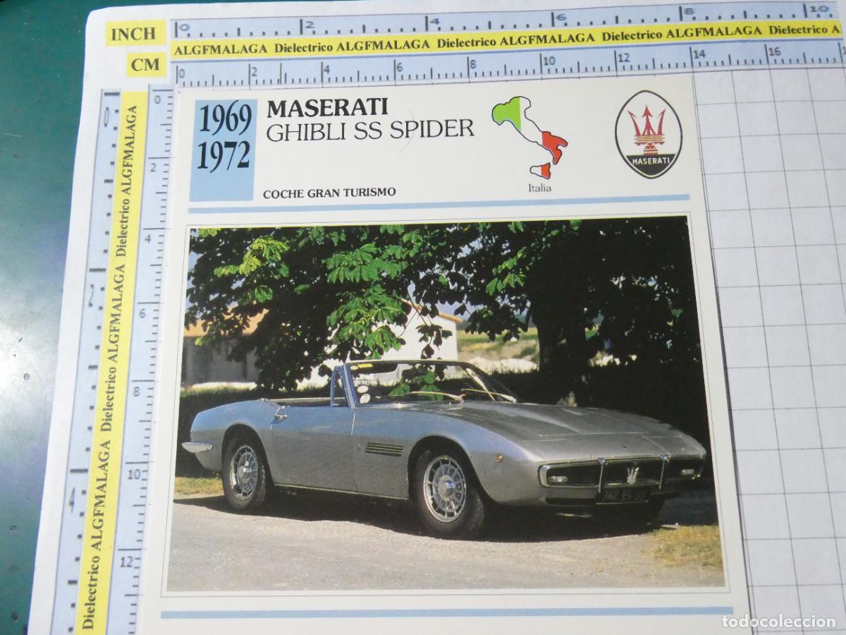 Coches y motocicletas: TARJETA FICHA T&Eacute;CNICA COCHES COLECCI&Oacute;N PLANETA AGOSTINI ITALIA 1969 MASERATI GHIBLI SS 1387