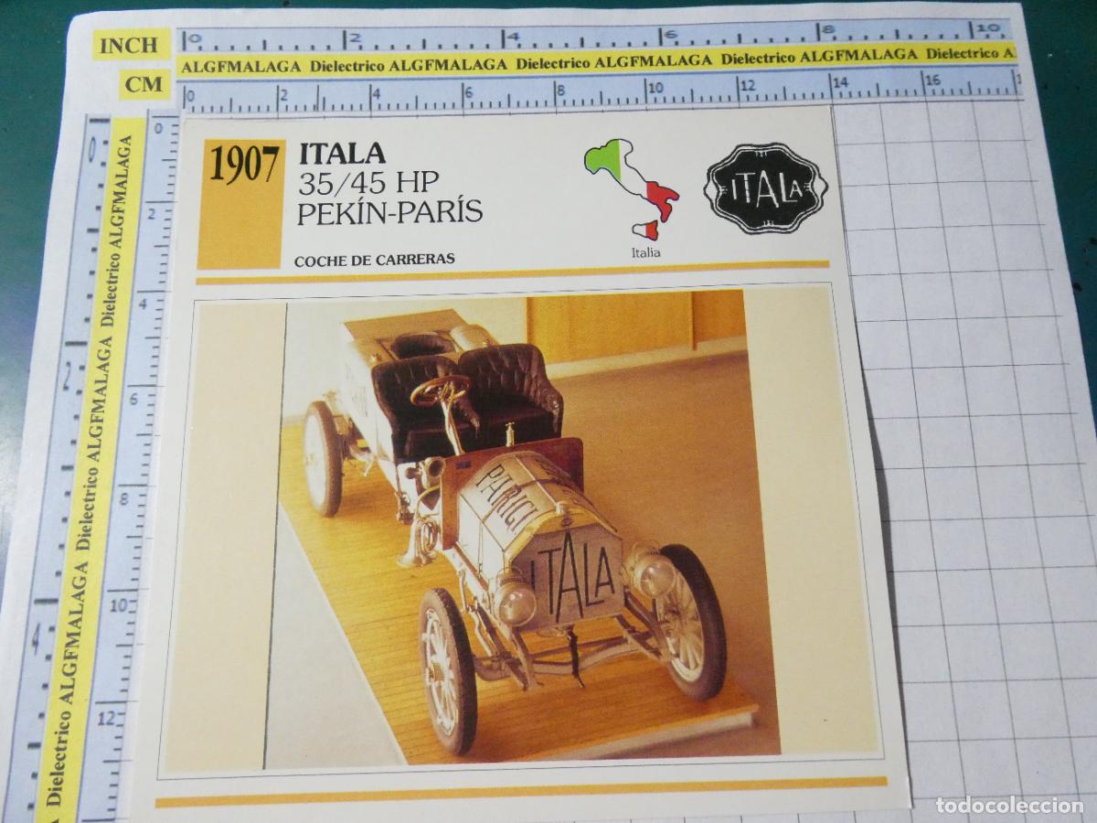 Coches y motocicletas: TARJETA FICHA T&Eacute;CNICA COCHES COLECCI&Oacute;N PLANETA AGOSTINI ITALIA 1907 ITALA35/45 HP PEK&Iacute;N PARIS 1388