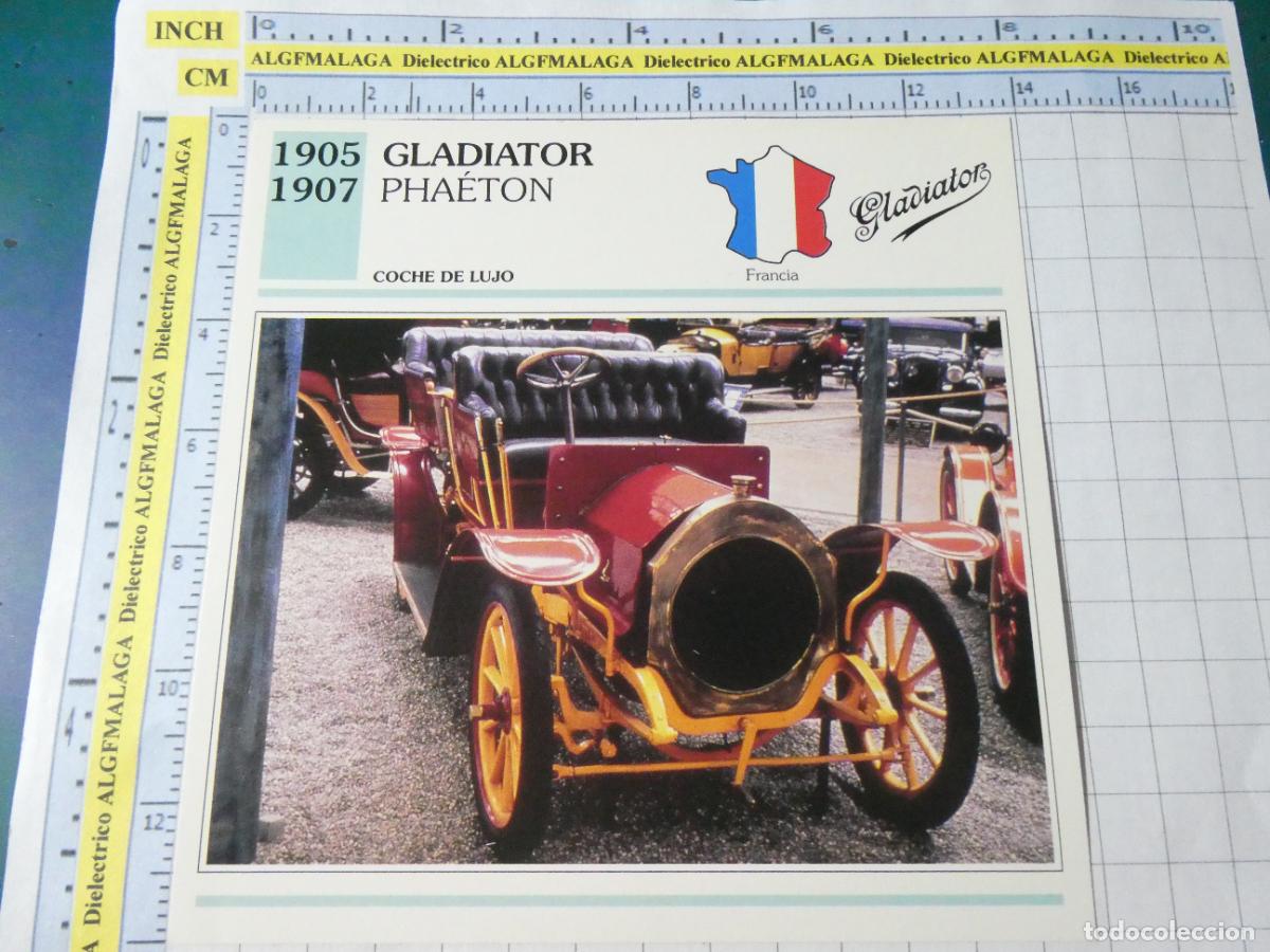 Coches y motocicletas: TARJETA FICHA T&Eacute;CNICA COCHES COLECCI&Oacute;N PLANETA AGOSTINI FRANCIA 1905 GLADIATOR PHAETON 1390