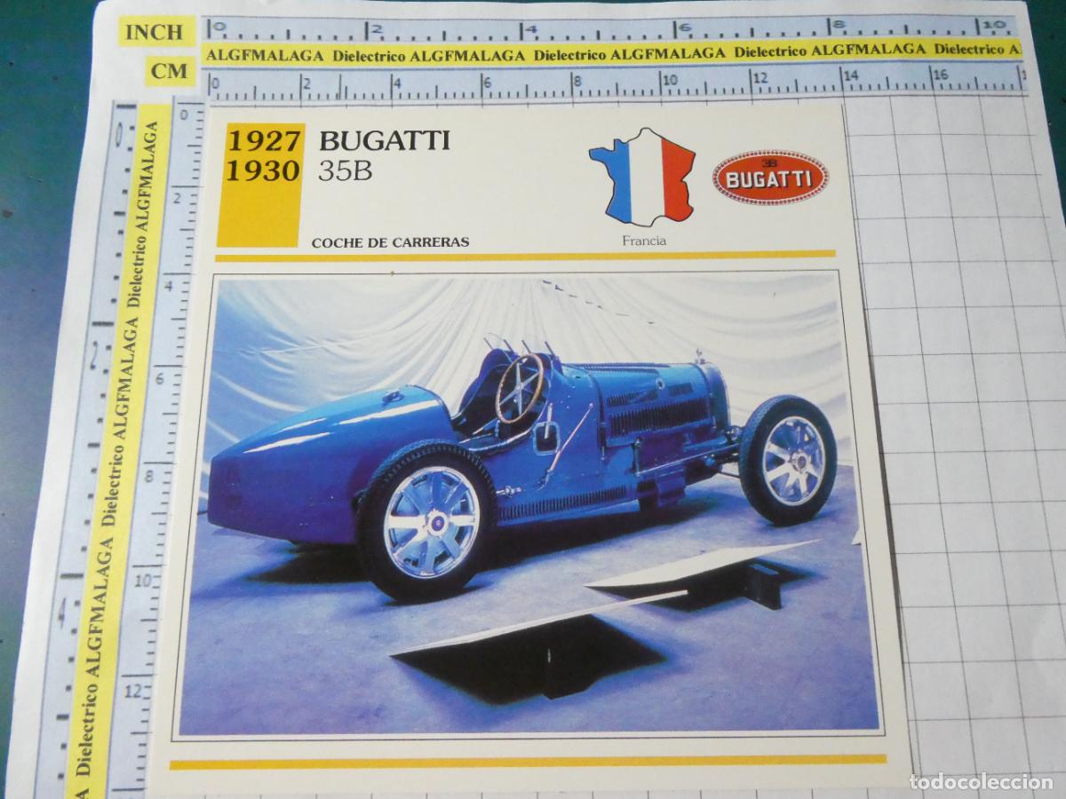 Coches y motocicletas: TARJETA FICHA T&Eacute;CNICA COCHES COLECCI&Oacute;N PLANETA AGOSTINI FRANCIA 1927 BUGATTI 35B 1391