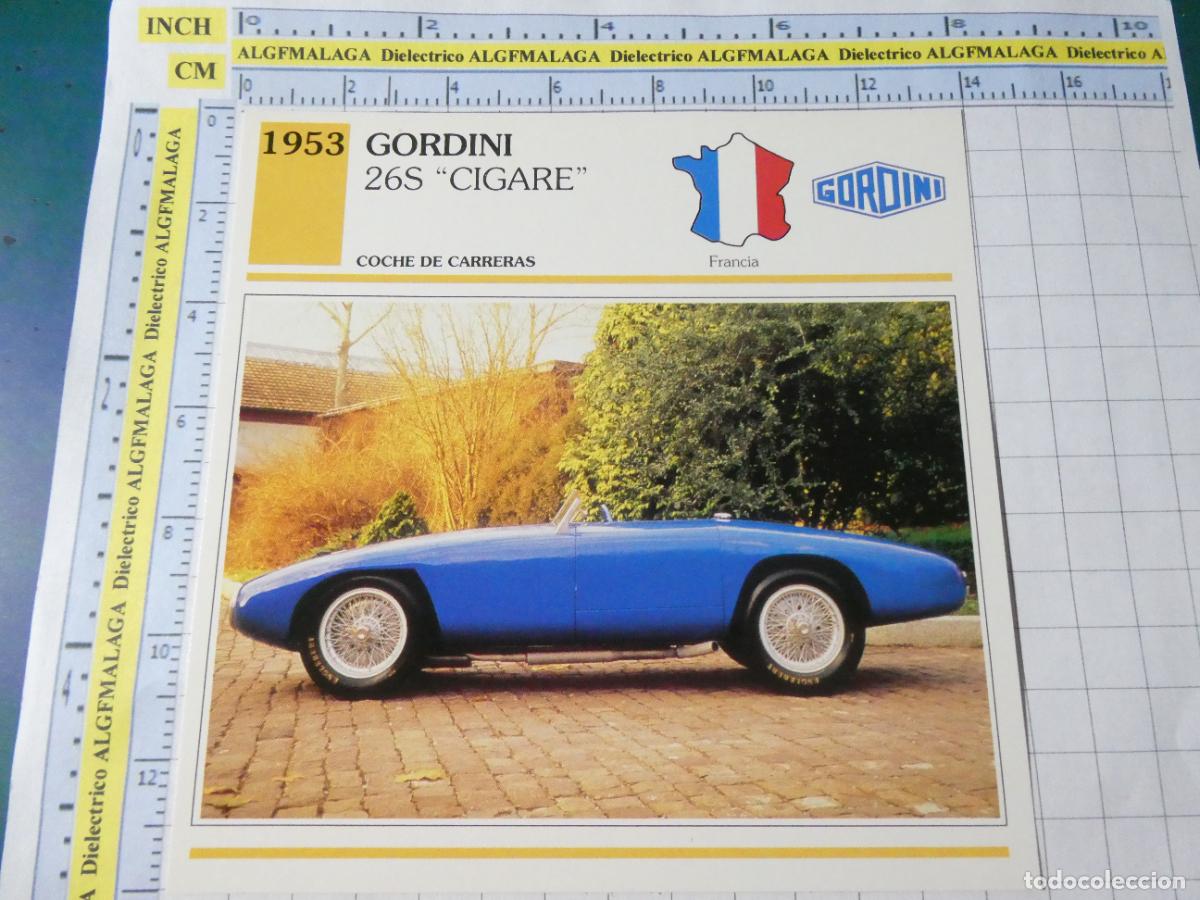 Coches y motocicletas: TARJETA FICHA T&Eacute;CNICA COCHES COLECCI&Oacute;N PLANETA AGOSTINI FRANCIA 1953 GORDINI 26S CIGARE 1395