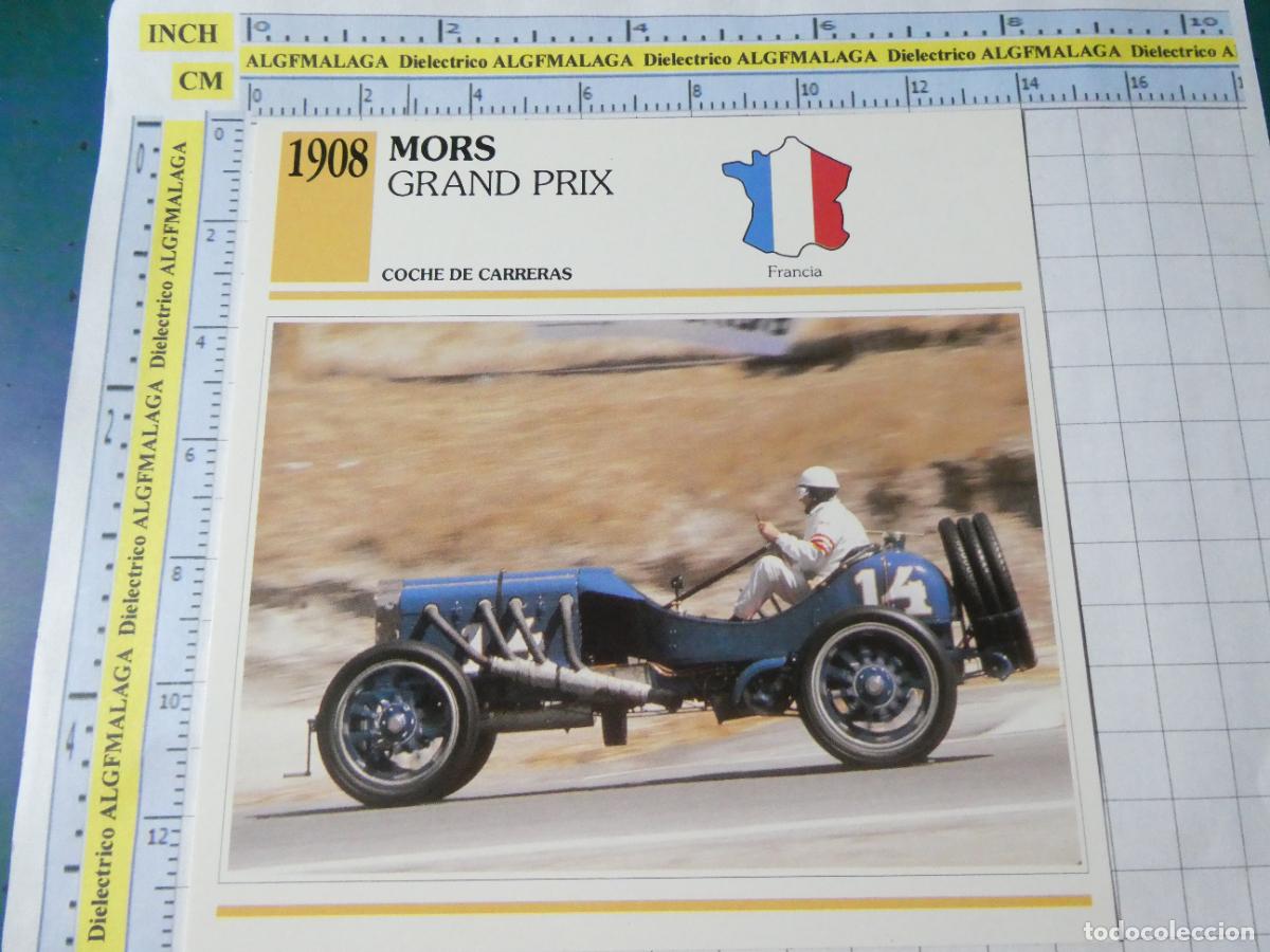 Coches y motocicletas: TARJETA FICHA T&Eacute;CNICA COCHES COLECCI&Oacute;N PLANETA AGOSTINI FRANCIA 1908 MORS GRAND PRIX 1400