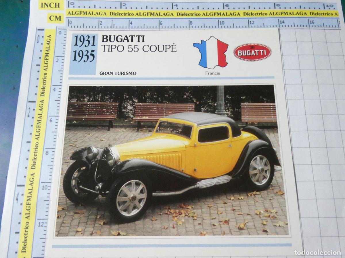 Coches y motocicletas: TARJETA FICHA T&Eacute;CNICA COCHES COLECCI&Oacute;N PLANETA AGOSTINI FRANCIA 1931 BUGATTI TIPO 55 1405