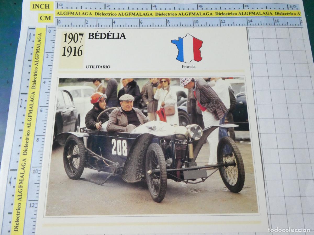 Coches y motocicletas: TARJETA FICHA T&Eacute;CNICA COCHES COLECCI&Oacute;N PLANETA AGOSTINI FRANCIA 1907 B&Eacute;D&Eacute;LIA 1406