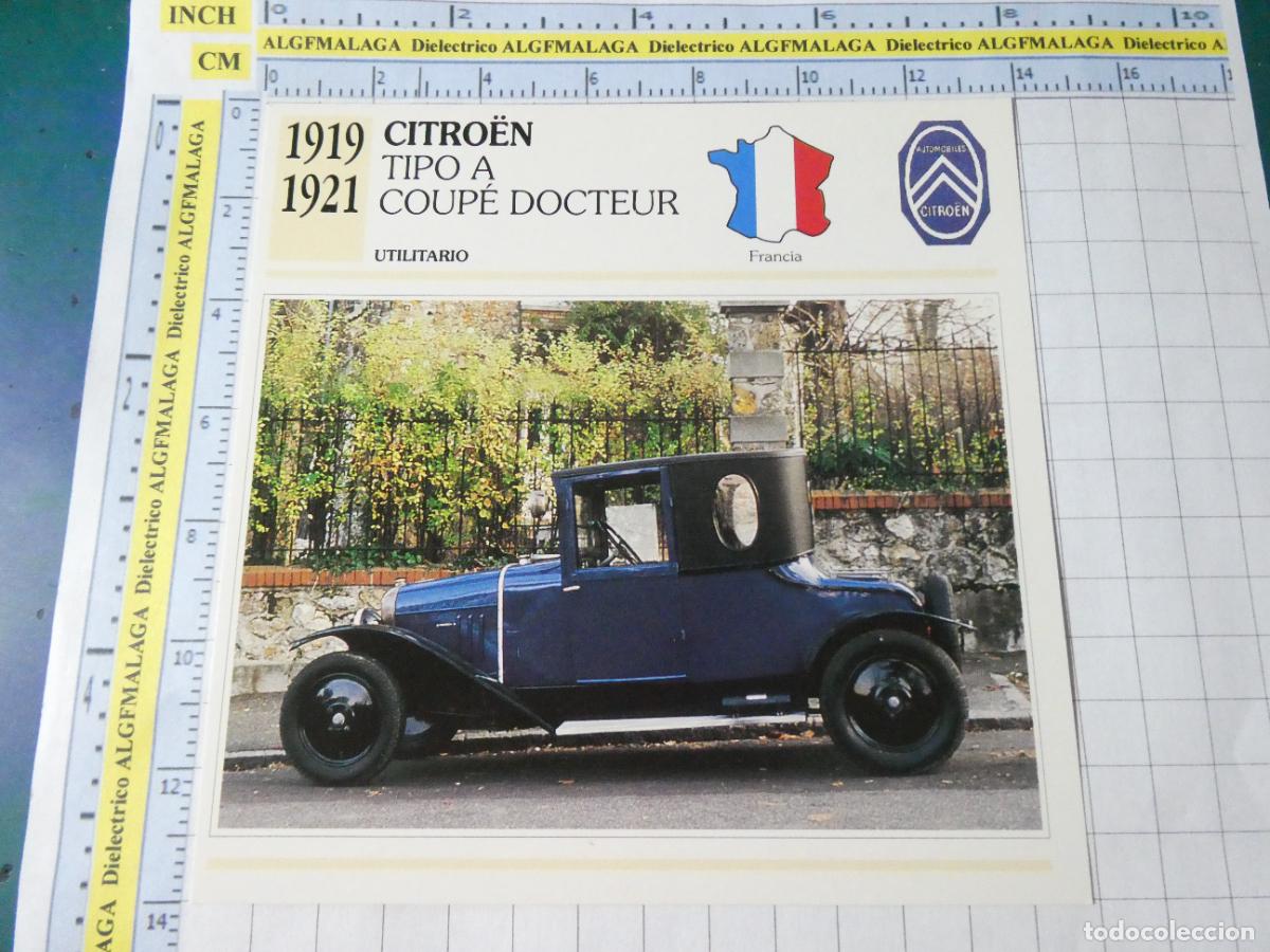 Coches y motocicletas: TARJETA FICHA T&Eacute;CNICA COCHES COLECCI&Oacute;N PLANETA AGOSTINI FRANCIA 1919 CITROEN TIPO A DOCTEUR 1407