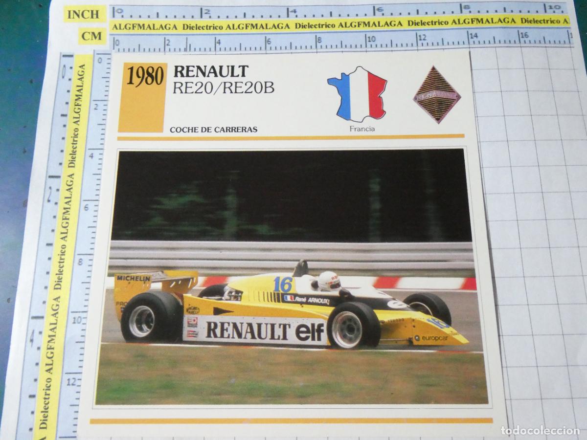 Coches y motocicletas: TARJETA FICHA T&Eacute;CNICA COCHES COLECCI&Oacute;N PLANETA AGOSTINI FRANCIA 1980 RENAULT RE20 1408