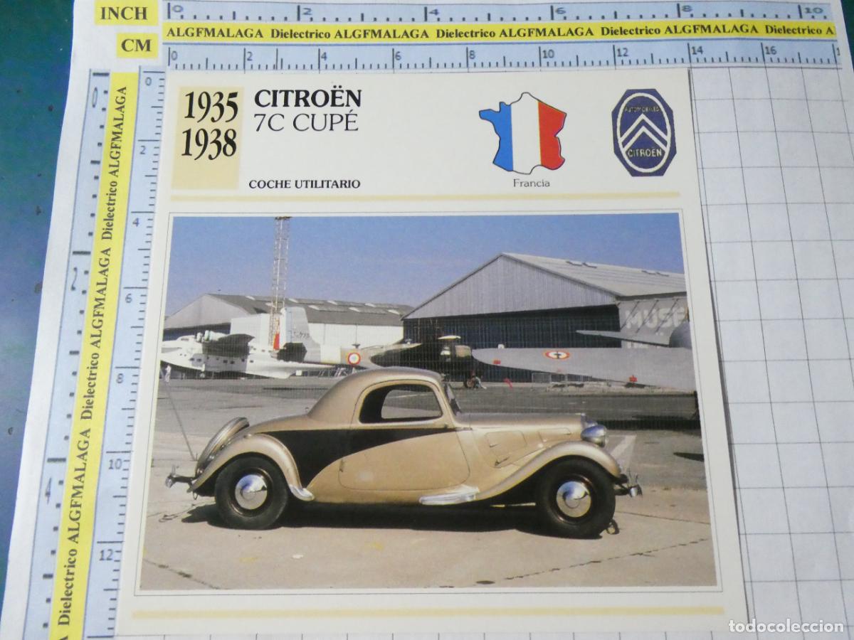 Coches y motocicletas: TARJETA FICHA T&Eacute;CNICA COCHES COLECCI&Oacute;N PLANETA AGOSTINI FRANCIA 1935 CITROEN 7C CUP&Eacute; 1409