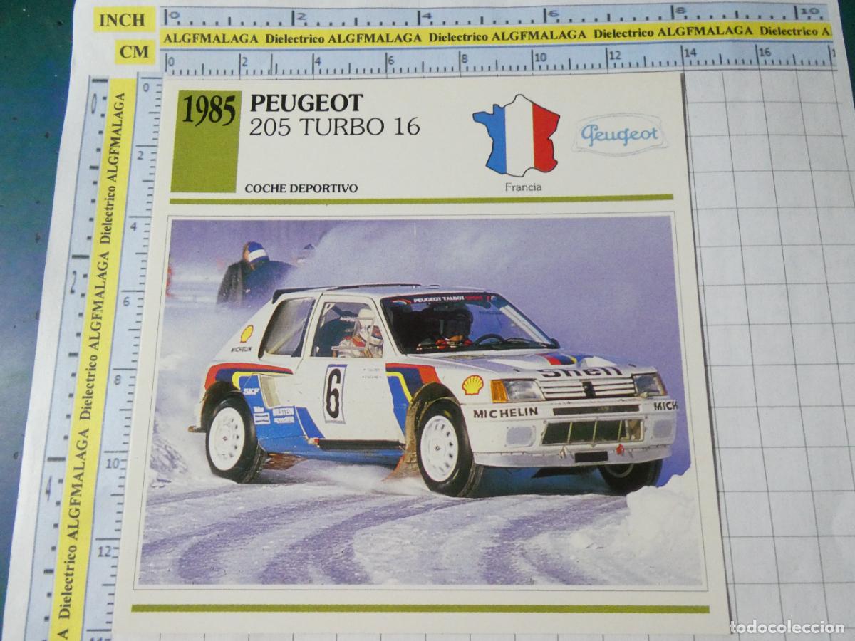 Coches y motocicletas: TARJETA FICHA T&Eacute;CNICA COCHES COLECCI&Oacute;N PLANETA AGOSTINI FRANCIA 1985 PEUGEOT 205 TURBO 16 1411