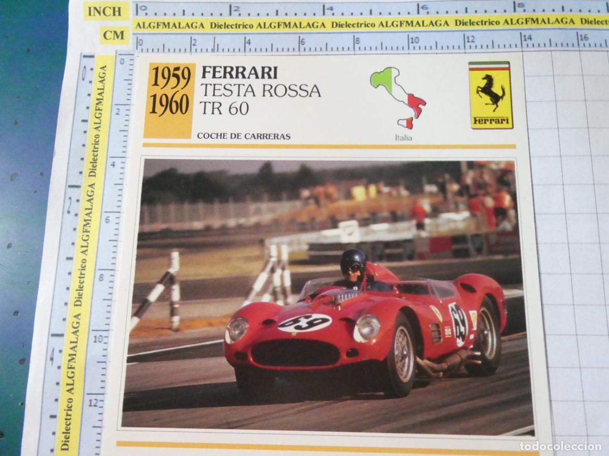 Coches y motocicletas: TARJETA FICHA T&Eacute;CNICA COCHES COLECCI&Oacute;N PLANETA AGOSTINI ITALIA 1959. FERRARI TESTA ROSSA 1412