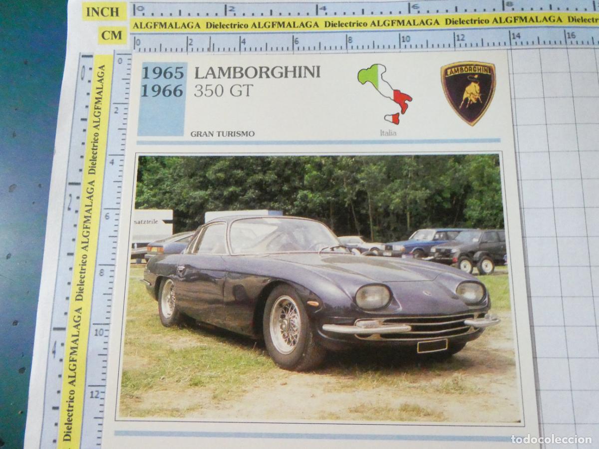 Coches y motocicletas: TARJETA FICHA T&Eacute;CNICA COCHES COLECCI&Oacute;N PLANETA AGOSTINI ITALIA 1965 LAMBORGHINI 350 GT 1420