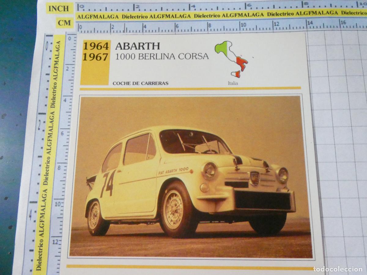 Coches y motocicletas: TARJETA FICHA T&Eacute;CNICA COCHES COLECCI&Oacute;N PLANETA AGOSTINI ITALIA 1964 ABARTH 1000 BERLINA CORSA 1422