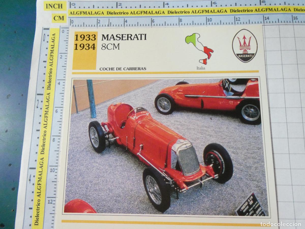 Coches y motocicletas: TARJETA FICHA T&Eacute;CNICA COCHES COLECCI&Oacute;N PLANETA AGOSTINI ITALIA 1933 MASERATI 8CM 1424