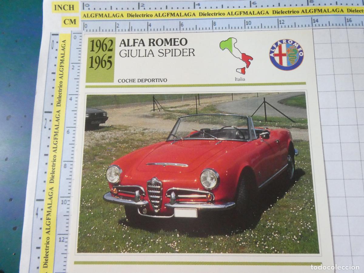 Coches y motocicletas: TARJETA FICHA T&Eacute;CNICA COCHES COLECCI&Oacute;N PLANETA AGOSTINI ITALIA 1962 ALFA ROMEO GIULIA SPIDER 1428