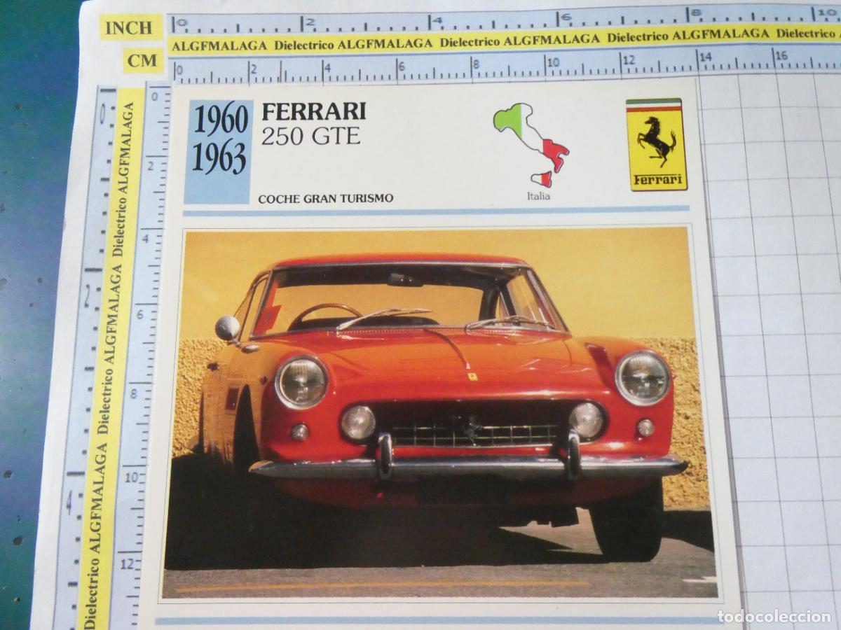 Coches y motocicletas: TARJETA FICHA T&Eacute;CNICA COCHES COLECCI&Oacute;N PLANETA AGOSTINI ITALIA 1960 FERRARI 250 GTE 1429