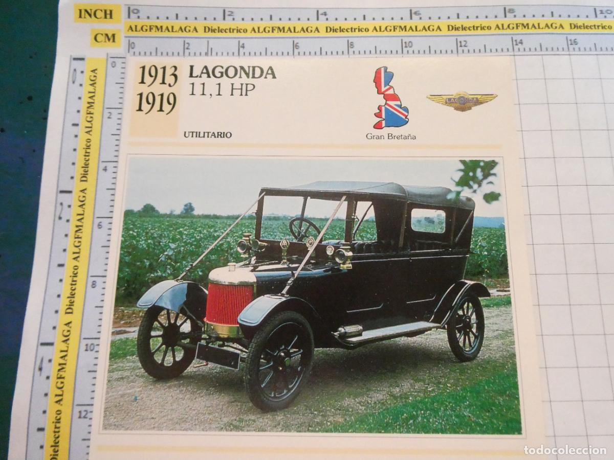 Coches y motocicletas: TARJETA FICHA T&Eacute;CNICA COCHES COLECCI&Oacute;N PLANETA AGOSTINI GRAN BRETA&Ntilde;A. 1913 LAGONDA 11,1 HP 1435