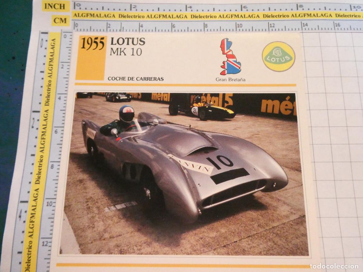 Coches y motocicletas: TARJETA FICHA T&Eacute;CNICA COCHES COLECCI&Oacute;N PLANETA AGOSTINI GRAN BRETA&Ntilde;A. 1955 LOTUS MK10 1436