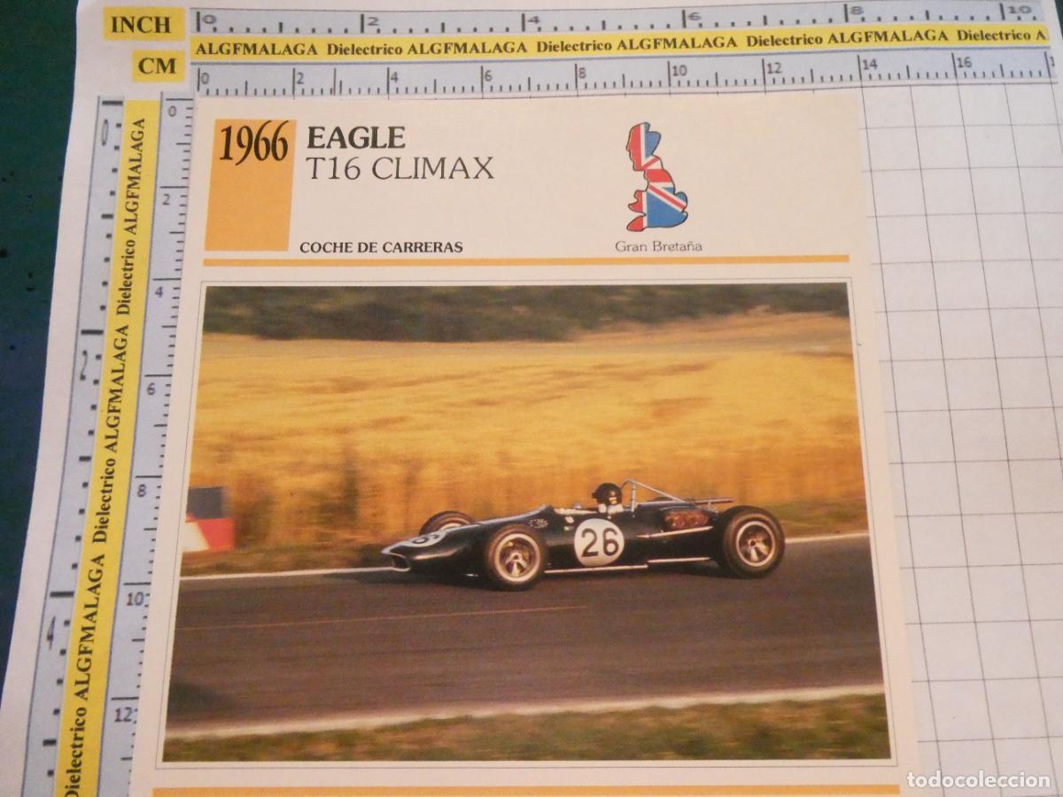 Coches y motocicletas: TARJETA FICHA T&Eacute;CNICA COCHES COLECCI&Oacute;N PLANETA AGOSTINI GRAN BRETA&Ntilde;A. 1966 EAGLE T16 CLIMAX 1456
