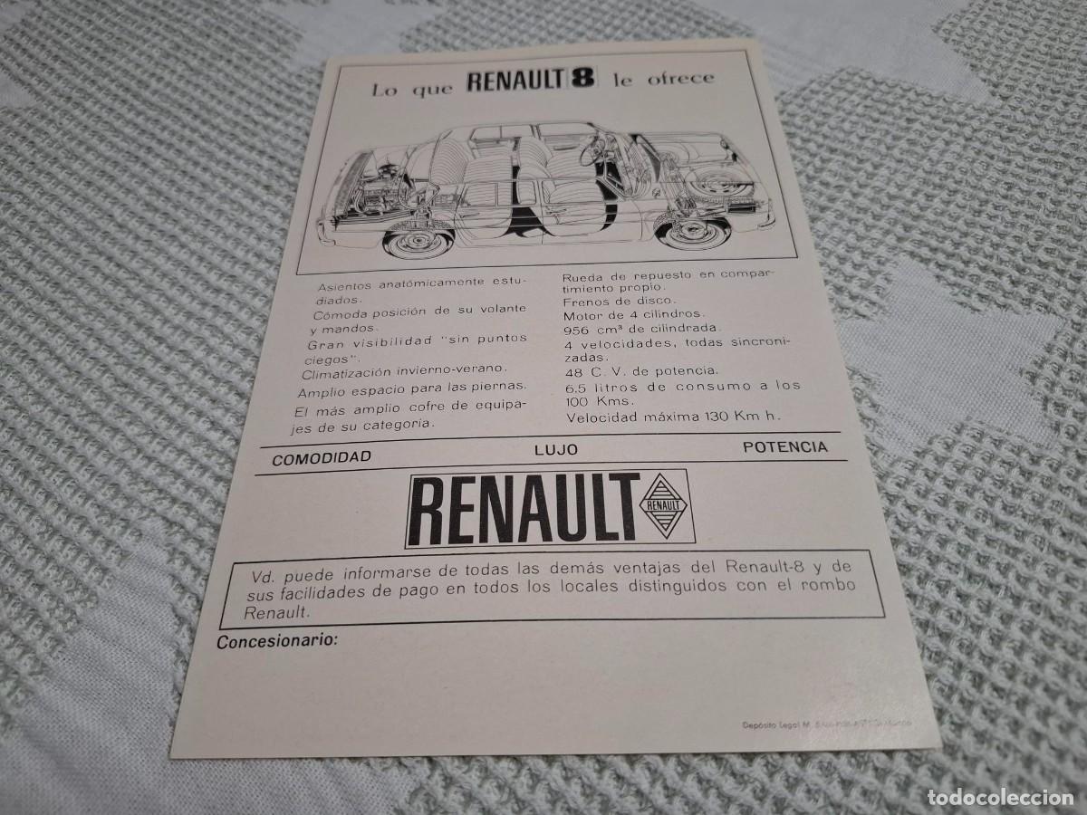 Coches y motocicletas: Folleto Original del Renault 8 del a&ntilde;o 1966