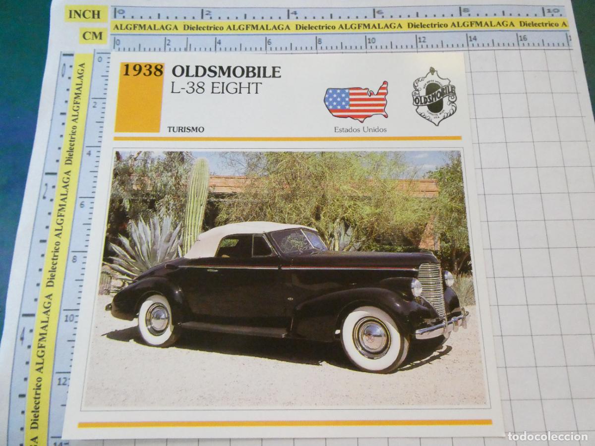 Autos und Motorr&auml;der: TARJETA FICHA T&Eacute;CNICA COCHES COLECCI&Oacute;N PLANETA AGOSTINI ESTADOS UNIDOS. 1938 OLDSMOBILE L-38 EI 1460