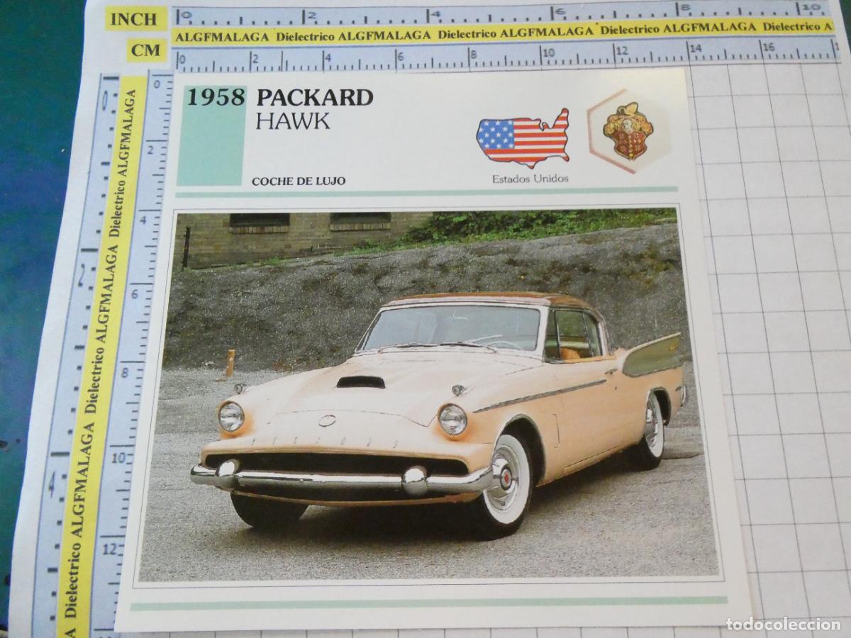 Voitures et Motocyclettes: TARJETA FICHA T&Eacute;CNICA COCHES COLECCI&Oacute;N PLANETA AGOSTINI ESTADOS UNIDOS. 1958 PACKARD HAWK 1464