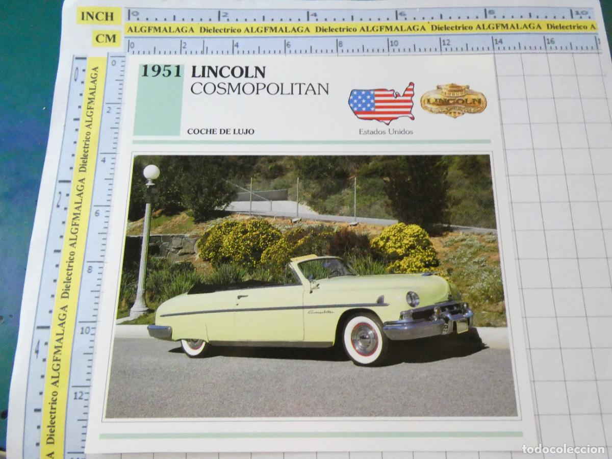 Cars and Motorcycles: TARJETA FICHA T&Eacute;CNICA COCHES COLECCI&Oacute;N PLANETA AGOSTINI ESTADOS UNIDOS. 1951 LINCOLN COSMOPOLIT 1468