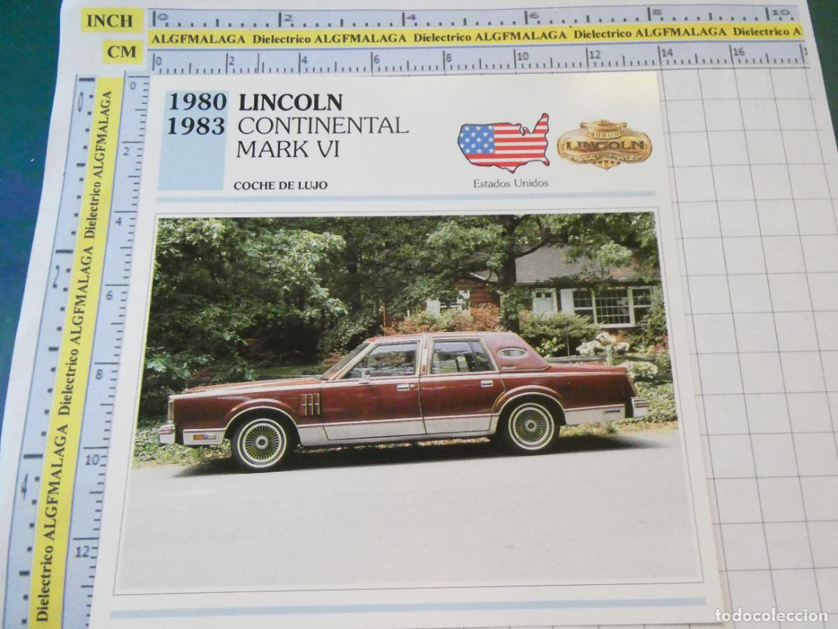 Cars and Motorcycles: TARJETA FICHA T&Eacute;CNICA COCHES COLECCI&Oacute;N PLANETA AGOSTINI ESTADOS UNIDOS. 1980 LINCOLN MARK VI 1474
