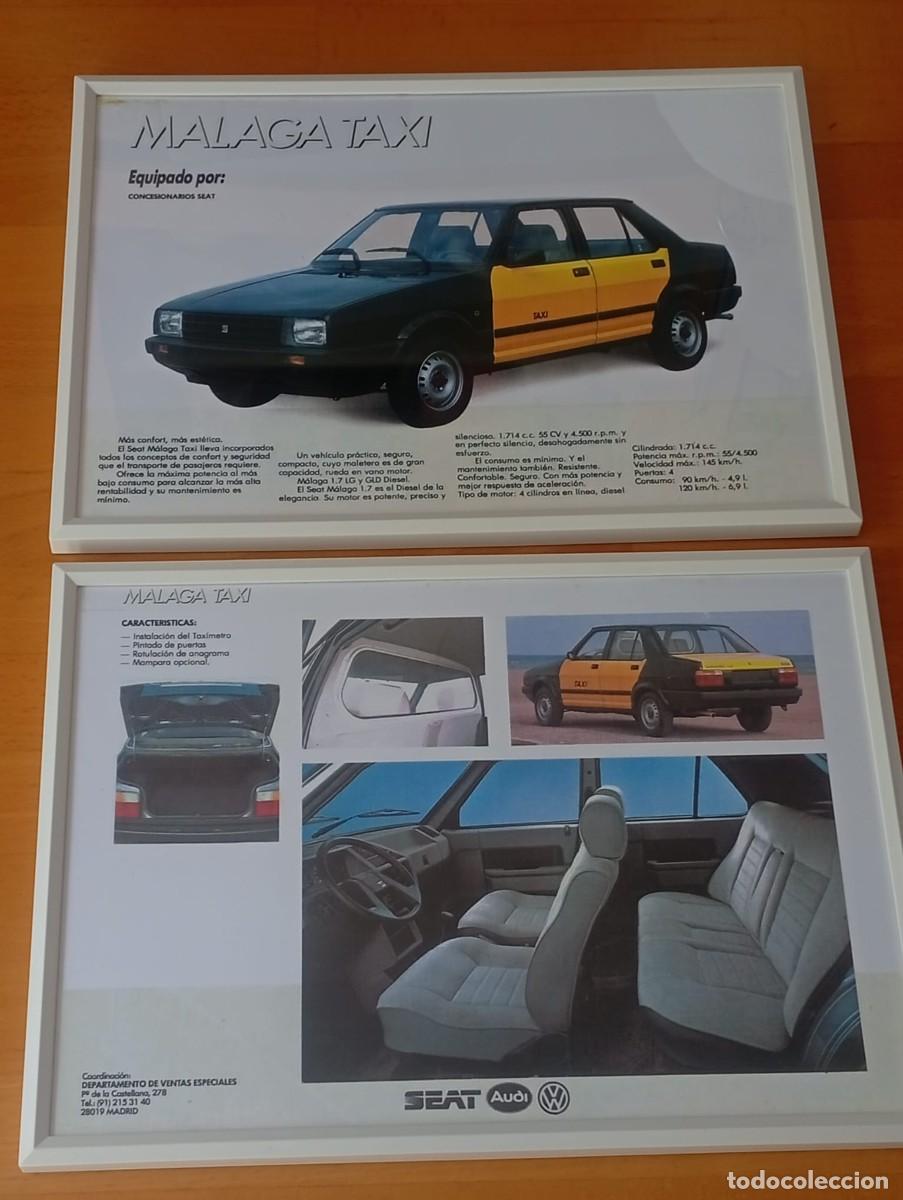 Voitures et Motocyclettes: Seat M&aacute;laga Taxi Barcelona cuadro publicidad antigua colecci&oacute;n