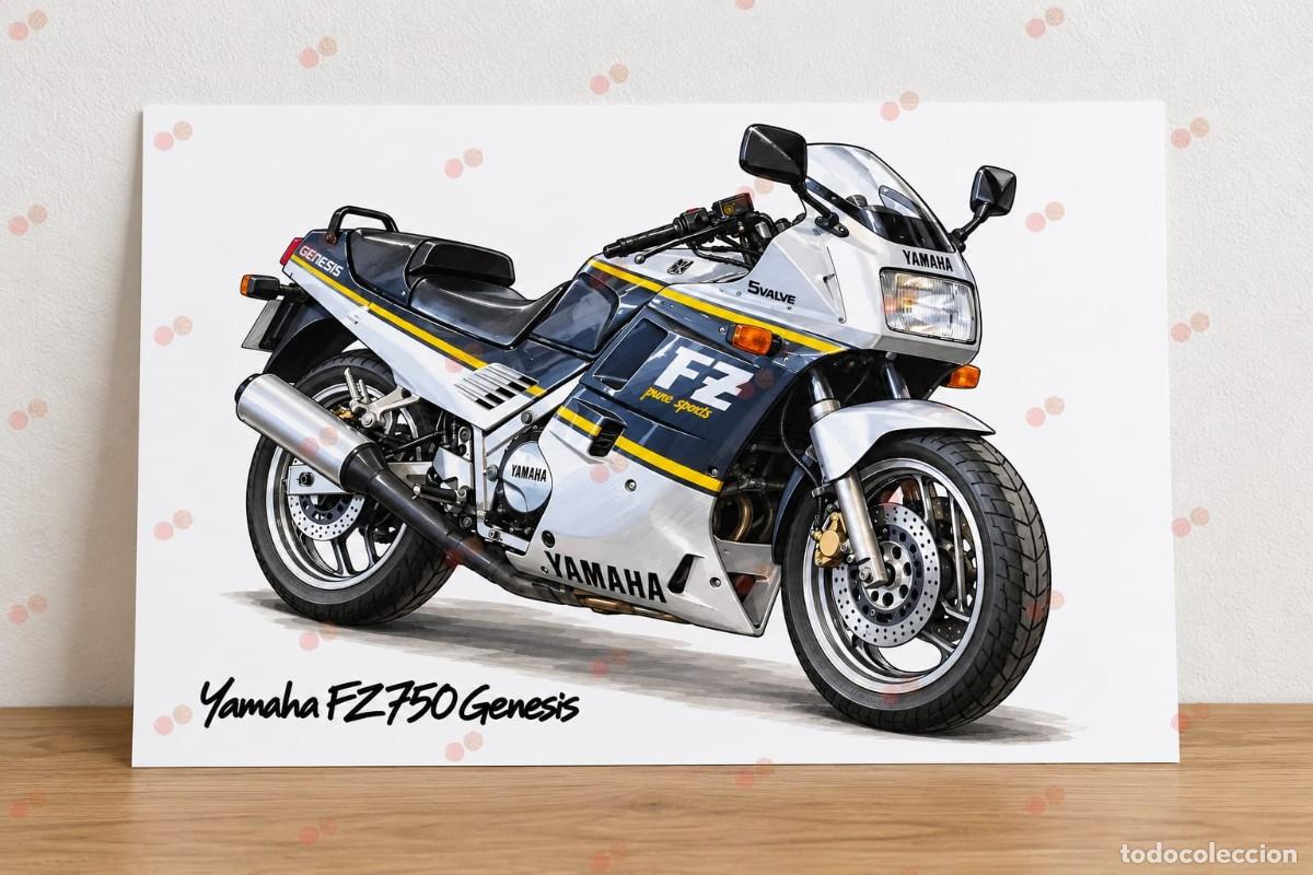Voitures et Motocyclettes: Yamaha FZ750 Genesis cuadro dibujo p&oacute;ster colecci&oacute;n