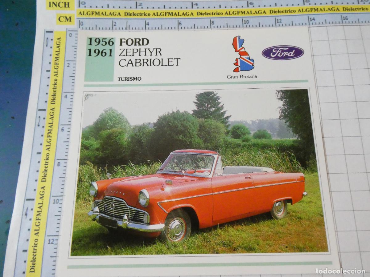 Voitures et Motocyclettes: TARJETA FICHA T&Eacute;CNICA COCHES COLECCI&Oacute;N PLANETA AGOSTINI REINO UNIDO 1956 FORD ZEPHYR 1493