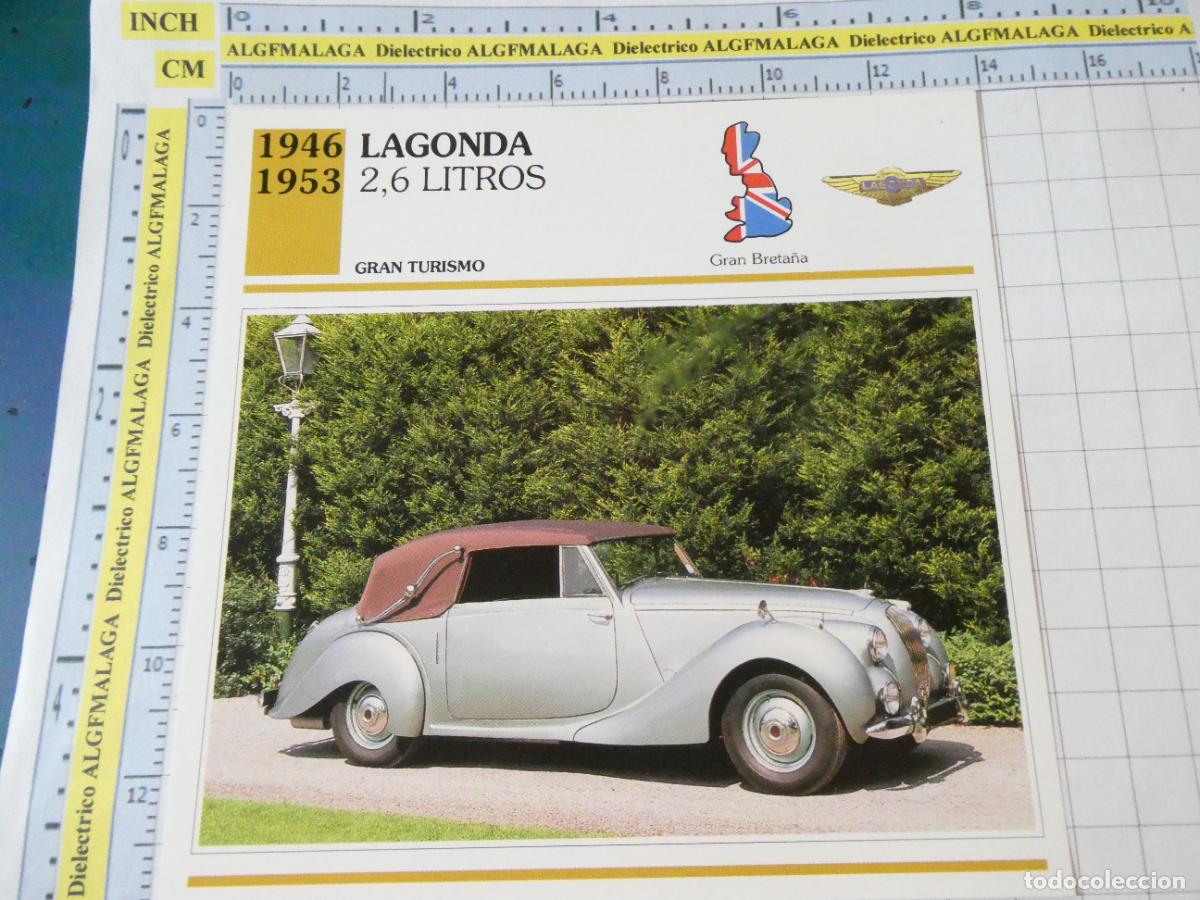 Coches y motocicletas: TARJETA FICHA T&Eacute;CNICA COCHES COLECCI&Oacute;N PLANETA AGOSTINI REINO UNIDO 1946 LAGONDA 2,6L 1499