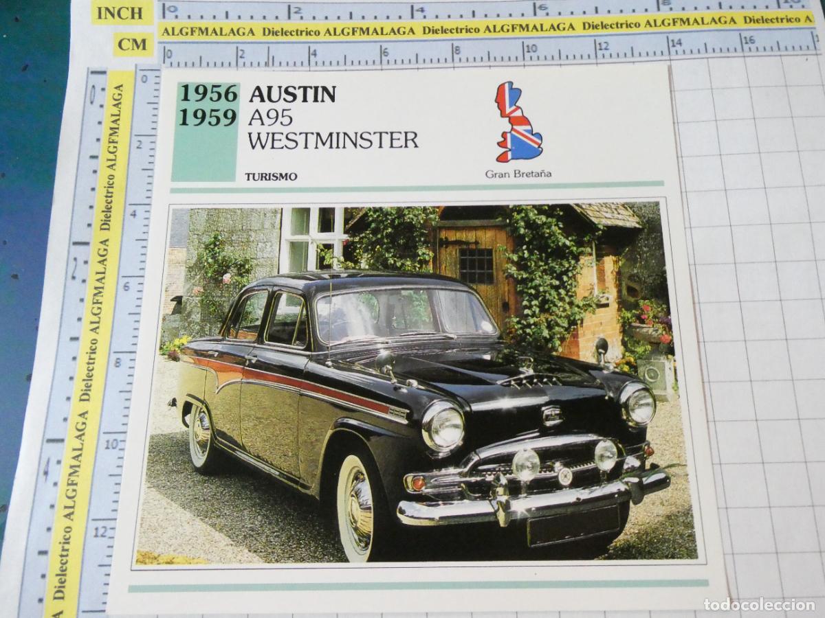 Coches y motocicletas: TARJETA FICHA T&Eacute;CNICA COCHES COLECCI&Oacute;N PLANETA AGOSTINI REINO UNIDO 1956 AUSTIN A95 1500