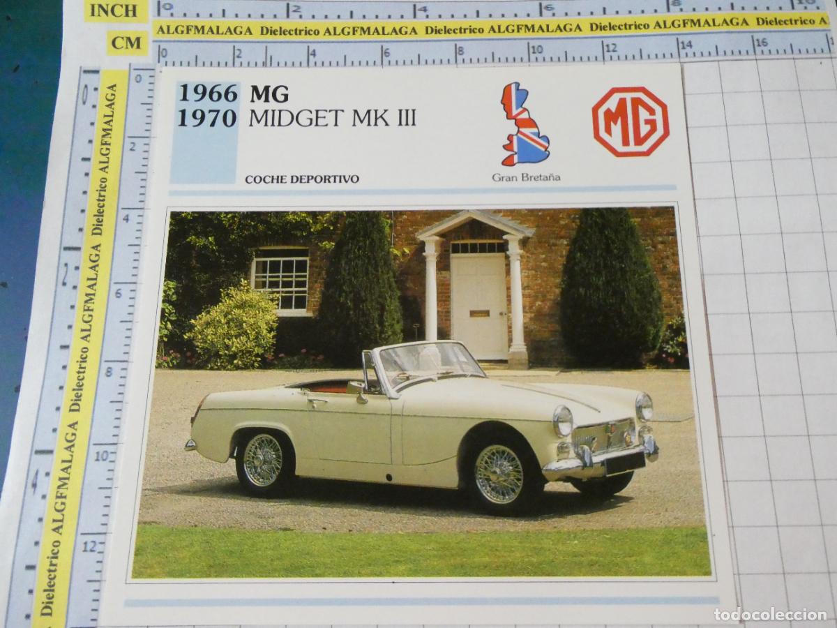 Coches y motocicletas: TARJETA FICHA T&Eacute;CNICA COCHES COLECCI&Oacute;N PLANETA AGOSTINI REINO UNIDO 1966 MG MIDGET MKIII 1501