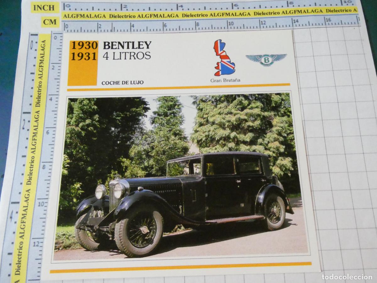 Coches y motocicletas: TARJETA FICHA T&Eacute;CNICA COCHES COLECCI&Oacute;N PLANETA AGOSTINI REINO UNIDO 1930 BENTLEY 4 LITROS 1503