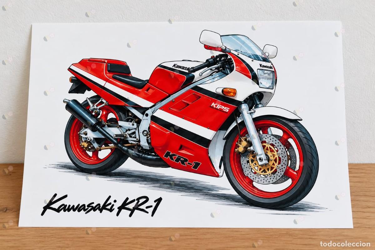Cars and Motorcycles: Kawasaki kr-1 cuadro dibujo p&oacute;ster colecci&oacute;n