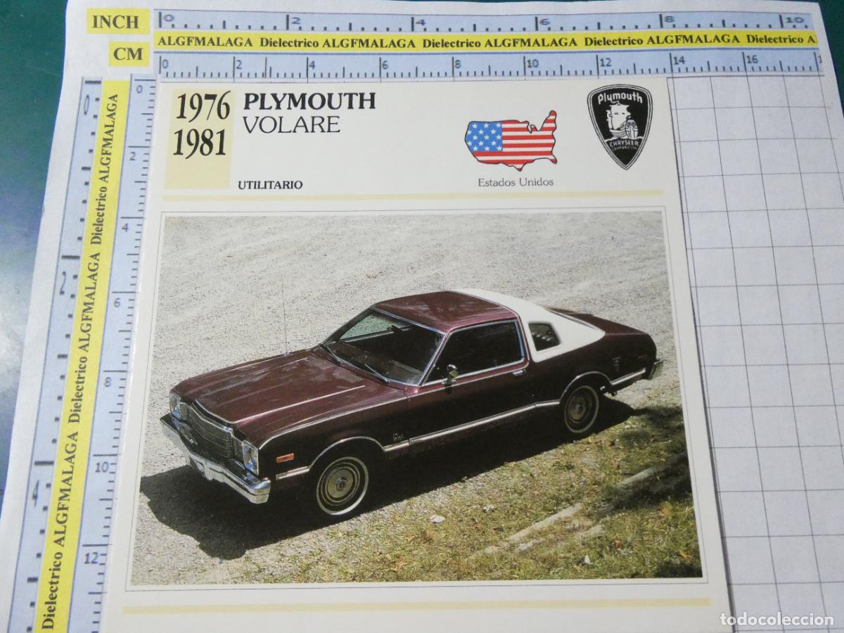 Voitures et Motocyclettes: TARJETA FICHA T&Eacute;CNICA COCHES COLECCI&Oacute;N PLANETA AGOSTINI ESTADOS UNIDOS 1976 PLYMOUTH VOLARE 1504