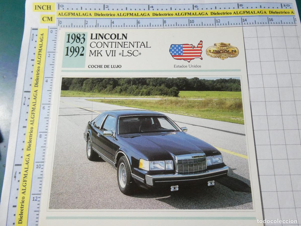 Voitures et Motocyclettes: TARJETA FICHA T&Eacute;CNICA COCHES COLECCI&Oacute;N PLANETA AGOSTINI ESTADOS UNIDOS 1983 LINCOLN CONTINENTAL 1506