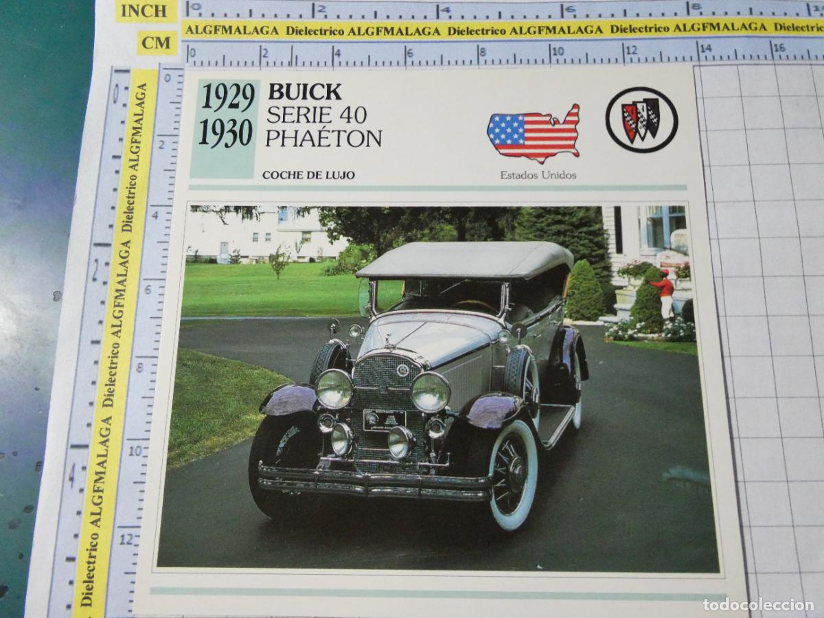 Voitures et Motocyclettes: TARJETA FICHA T&Eacute;CNICA COCHES COLECCI&Oacute;N PLANETA AGOSTINI ESTADOS UNIDOS 1929 BUICK SERIE 40 1509