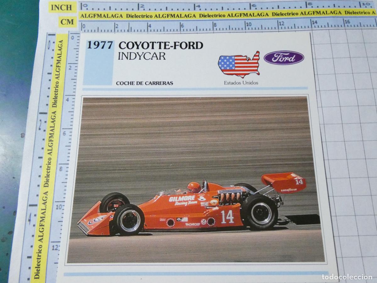 Autos und Motorr&auml;der: TARJETA FICHA T&Eacute;CNICA COCHES COLECCI&Oacute;N PLANETA AGOSTINI ESTADOS UNIDOS 1977 COYOTE FORD INDYCAR 1511
