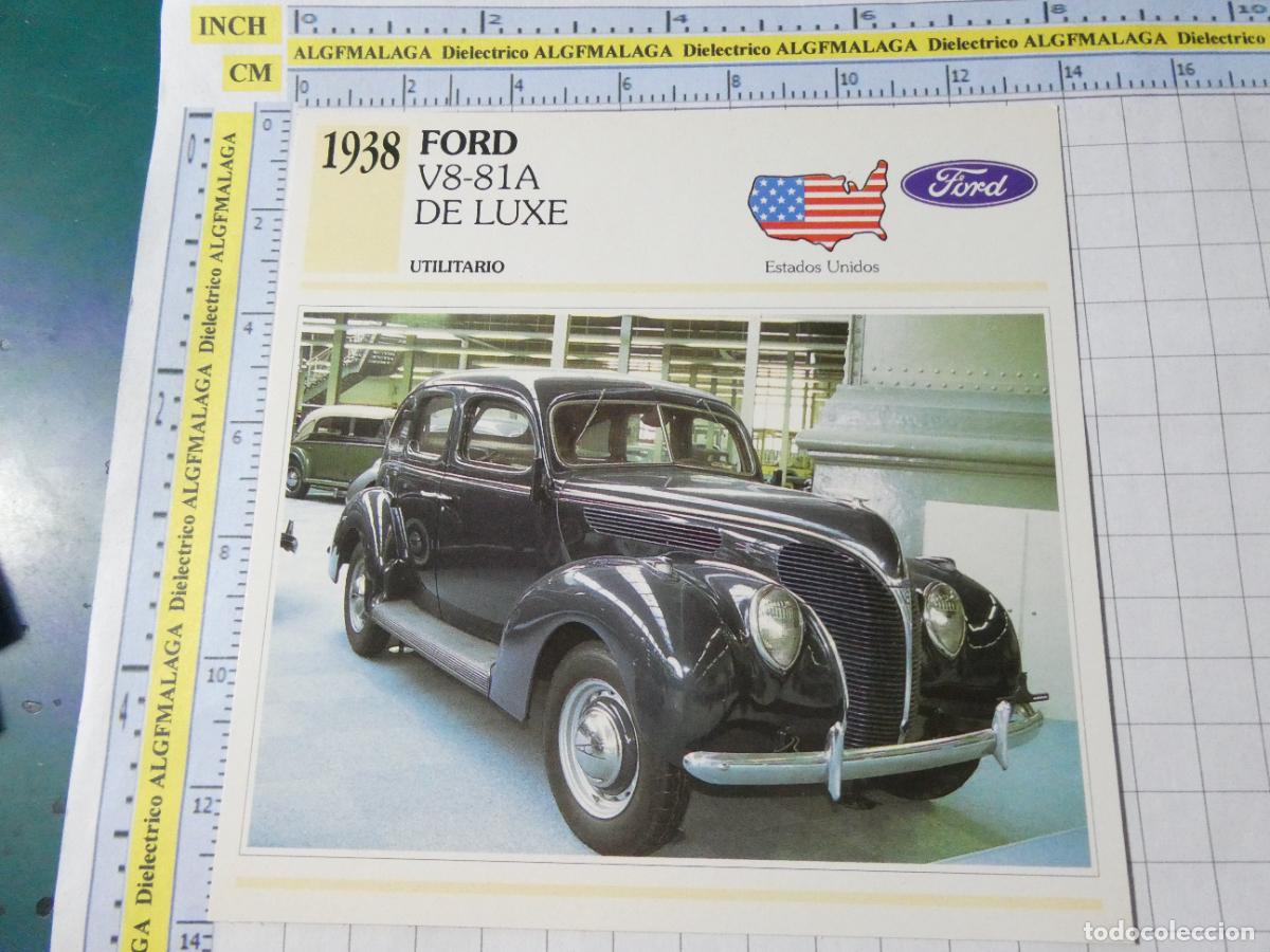 Automobili e Motociclette: TARJETA FICHA T&Eacute;CNICA COCHES COLECCI&Oacute;N PLANETA AGOSTINI ESTADOS UNIDOS 1938 FORD V8-81A DE LUXE 1519