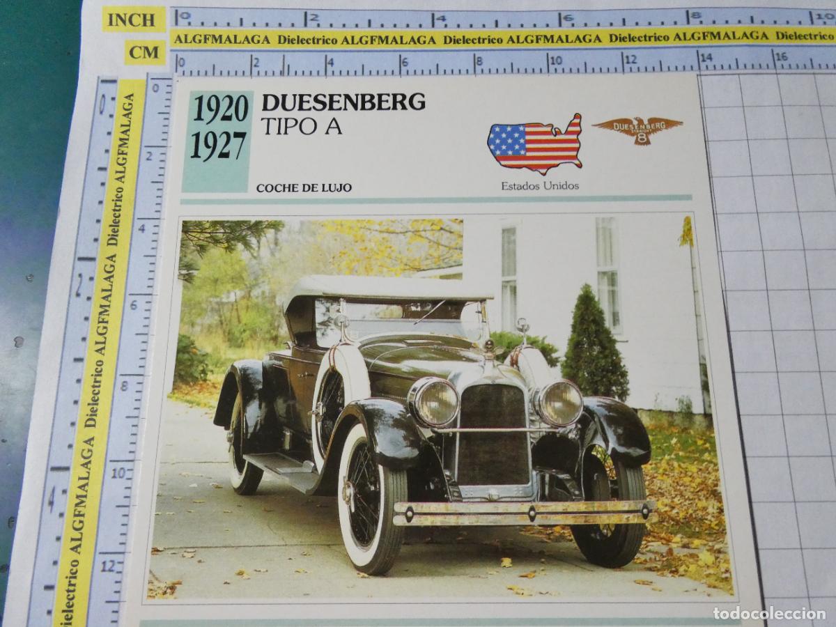 Voitures et Motocyclettes: TARJETA FICHA T&Eacute;CNICA COCHES COLECCI&Oacute;N PLANETA AGOSTINI ESTADOS UNIDOS 1920 DUESENBERG A 1524