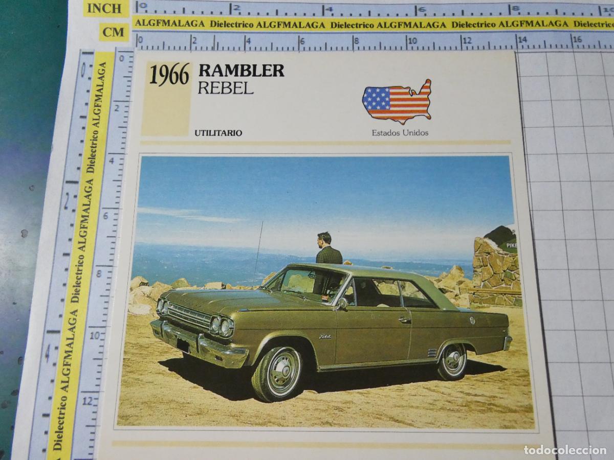 Voitures et Motocyclettes: TARJETA FICHA T&Eacute;CNICA COCHES COLECCI&Oacute;N PLANETA AGOSTINI ESTADOS UNIDOS 1966 RAMBLER REBEL 1527