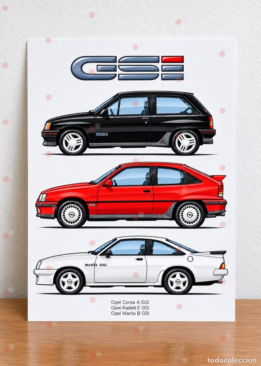 Voitures et Motocyclettes: Opel gsi corsa kadett manta cuadro A4 dibujo p&oacute;ster colecci&oacute;n
