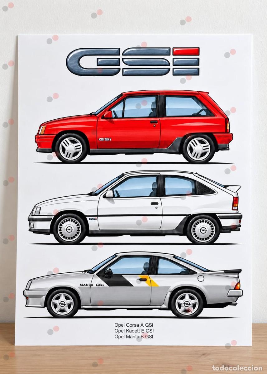 Voitures et Motocyclettes: Opel gsi corsa kadett manta cuadro A4 dibujo p&oacute;ster colecci&oacute;n