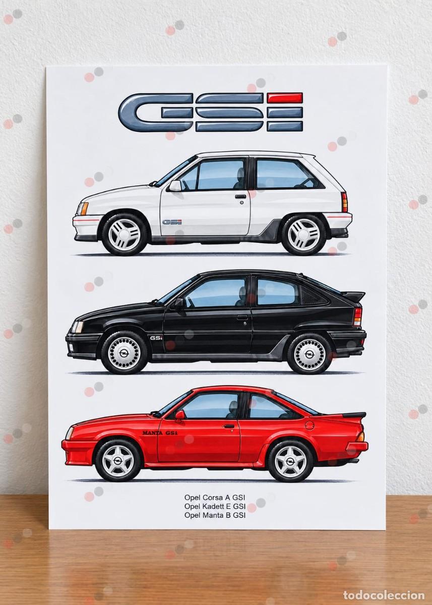 Voitures et Motocyclettes: Opel gsi corsa kadett manta cuadro A4 dibujo p&oacute;ster colecci&oacute;n
