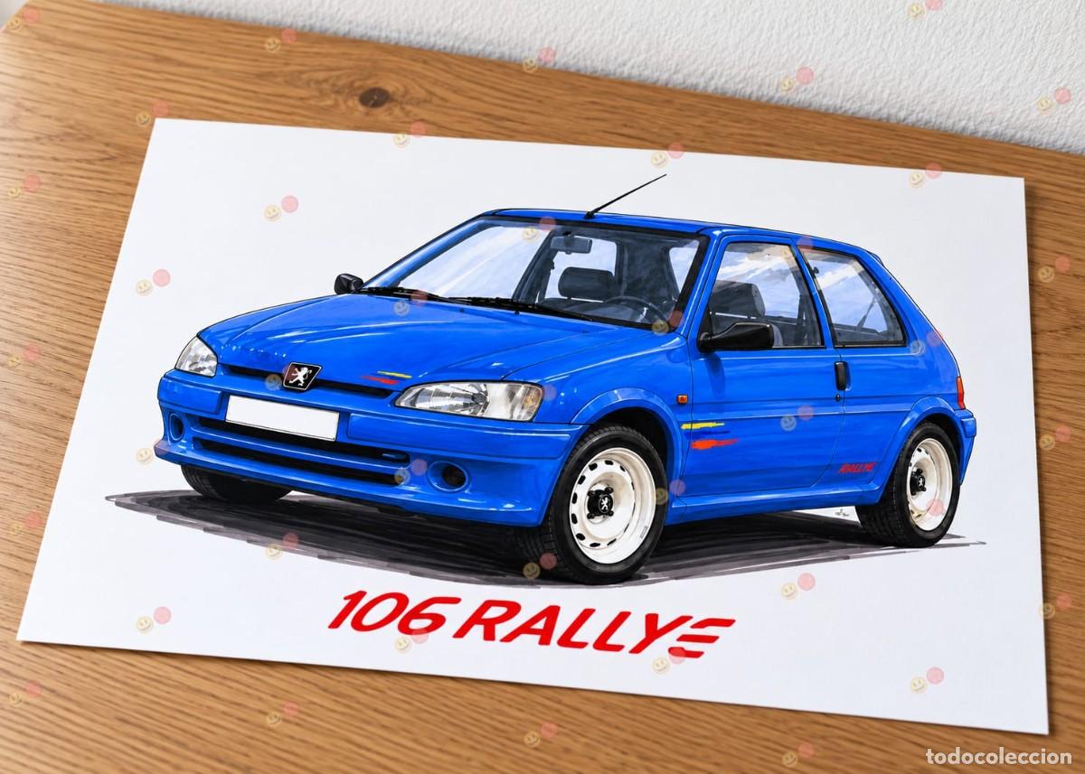 Coches y motocicletas: Peugeot 106 Rallye cuadro A4 dibujo p&oacute;ster colecci&oacute;n