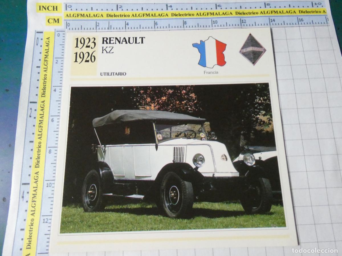 Coches y motocicletas: TARJETA FICHA T&Eacute;CNICA COCHES COLECCI&Oacute;N PLANETA AGOSTINI FRANCIA 1923 RENAULT KZ 1527