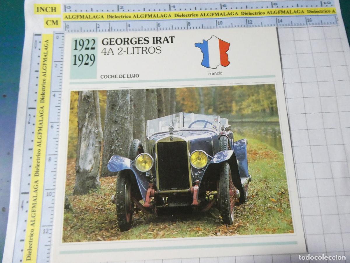 Coches y motocicletas: TARJETA FICHA T&Eacute;CNICA COCHES COLECCI&Oacute;N PLANETA AGOSTINI FRANCIA 1922 GEORGES IRAT 1528